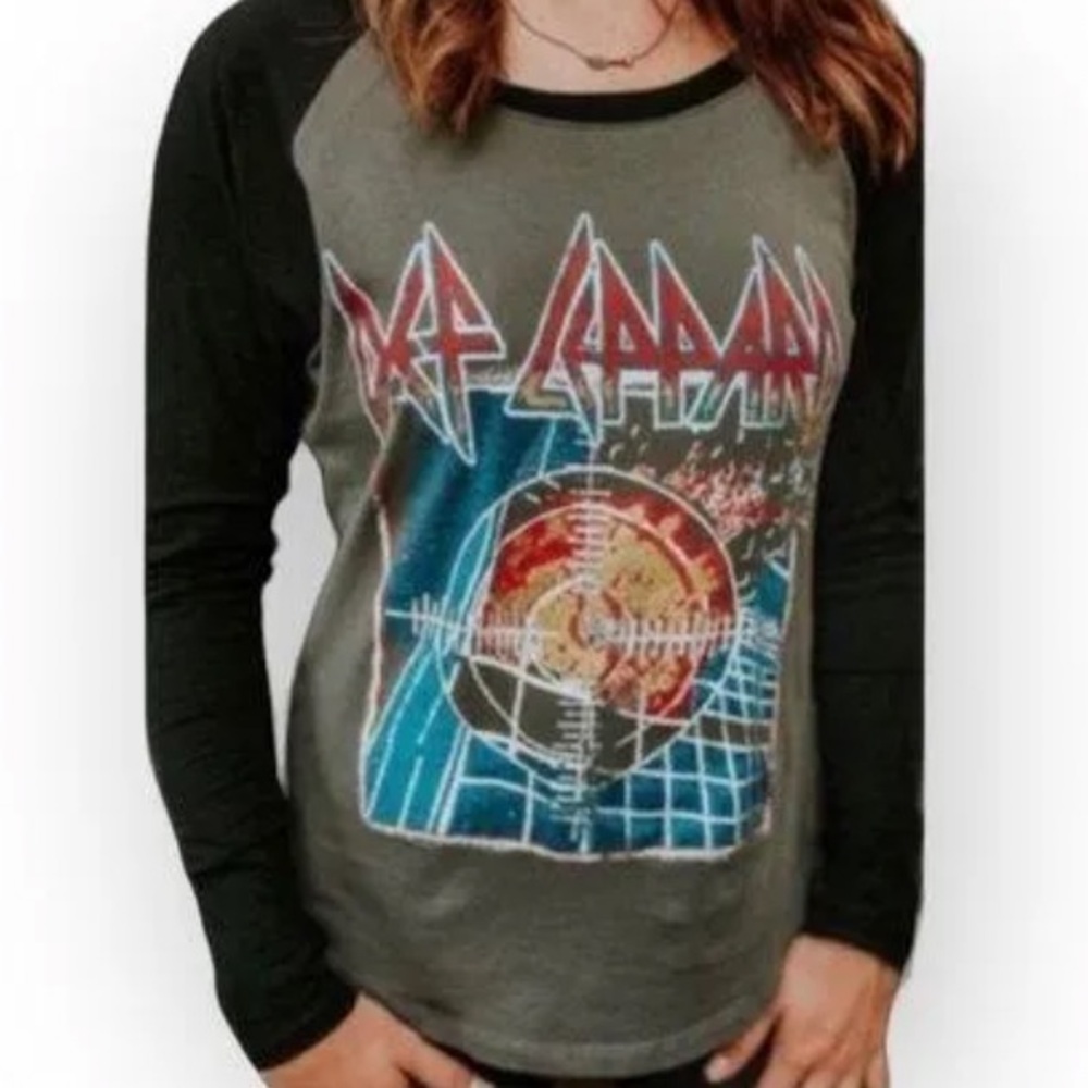 Daydreamer Def Leppard Pyromania Tour Raglan Baseball Long Sleeve Tee Shirt